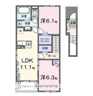 ウエスト B【2階】の間取り