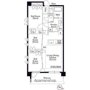 343レジデンス市ヶ谷(オープンレジデンシア)【3階】の間取り