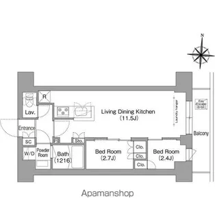 コンフォリア・リヴ南品川【3階】の間取り