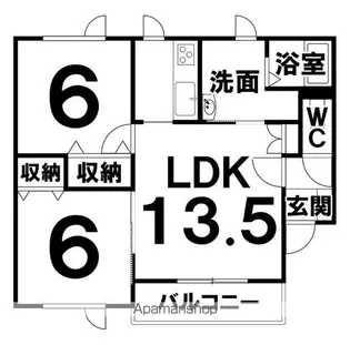 コーポハッピーリバーⅡ【301号室】の間取り
