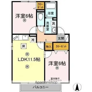 ヴィラ シュモク【1階】の間取り
