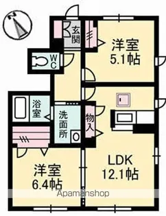 プロヌーブ中島田【1階】の間取り