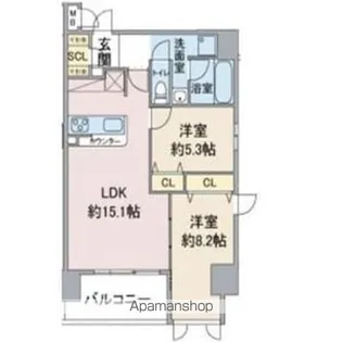 スリーアイランドタワー星ヶ丘【13階】の間取り