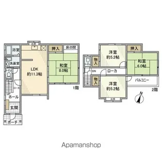 埼玉県越谷市東町2丁目【一戸建】の間取り