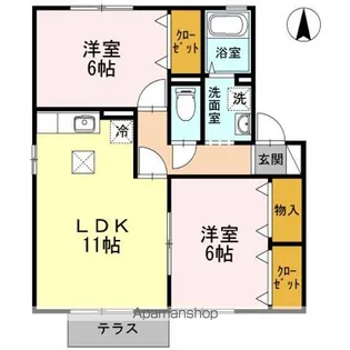 2LDKの間取り画像