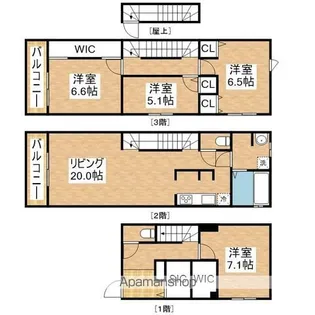 ディアステージ井口公園【1号室】の間取り