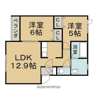 ラ・ポレール陸B【2階】の間取り