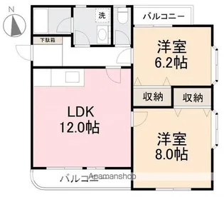 ガーデンハイツ三名参番館【201号室】の間取り