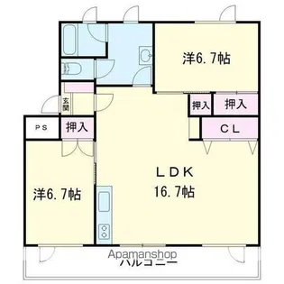 グランドハイツ日新【202号室】の間取り