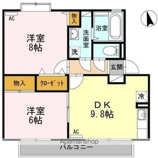 ユイマール ガーデン B棟【2階】の間取り