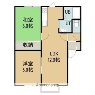 ラクール美原【201号室】の間取り