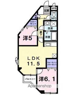 VⅠP桜井Ⅱ【3階】の間取り