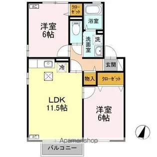 イーストヒルズAB【1階】の間取り