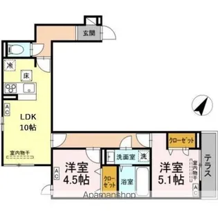 DーROOM散田町【1階】の間取り