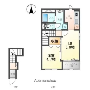 仲間町アパートA棟【205号室】の間取り