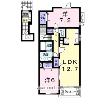 ソレイユK枝松B【2階】の間取り