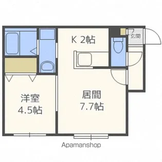 ドライエポック東野幌【206号室】の間取り