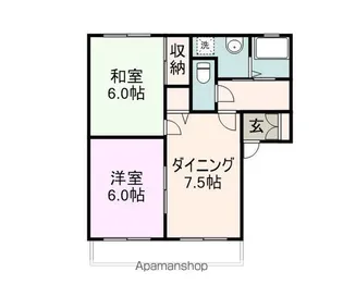 ラフィネ際波【201号室】の間取り