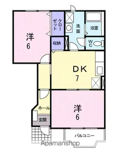 フローリッシュ小中野B【1階】の間取り