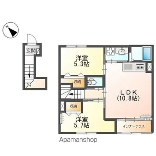 滋賀県東近江市五個荘山本町【アパート】の間取り