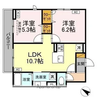 DーROOM新宿IーA【2階】の間取り