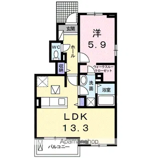 クーラヴェルデB【1階】の間取り