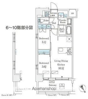 エル・セレーノ横浜【7階】の間取り