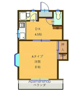 エステート鎌田Ⅰ【1-D号室】の間取り