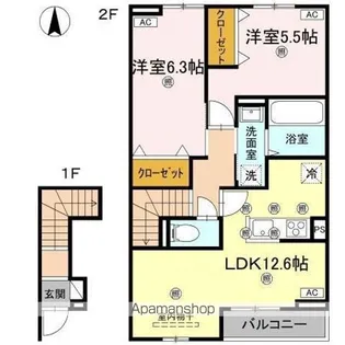 グランツ上福万 A棟【2階】の間取り