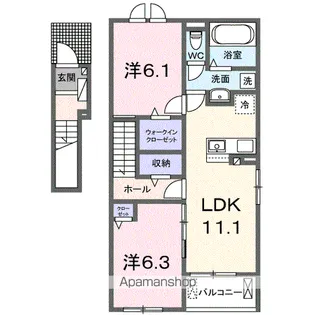 ファミールケイ A【2階】の間取り