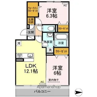 メゾン勝賀(香西西町)【B203号室】の間取り