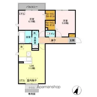 ルシェリア一番館・二番館【1階】の間取り