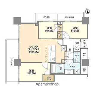 ステーションスカイタワー小田急相模原【23階】の間取り