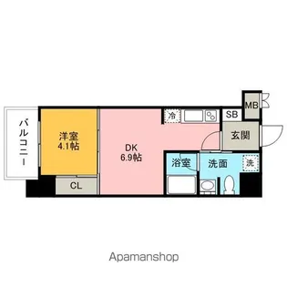@レジディア警固 A-1 1102【11階】の間取り