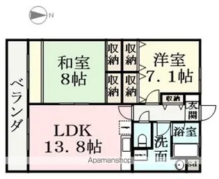 アーバンフィールド やしろ【305号室】の間取り