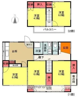 福島県いわき市若葉台1丁目【一戸建】の間取り