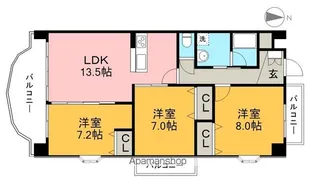 シャンブルクレール【3階】の間取り