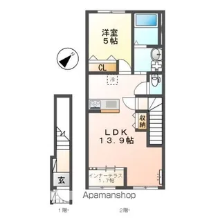 仮)守山区中志段味アパート【2階】の間取り