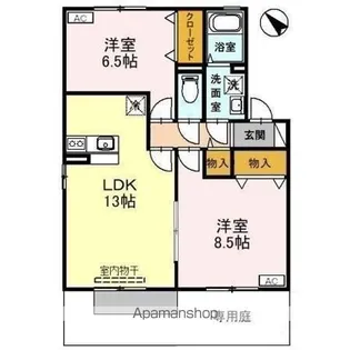 サニーサイドIZUMI A棟【A102号室】の間取り