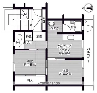 ビレッジハウス八幡Ⅱ2号棟【101号室】の間取り