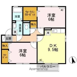 ハピネス山田 B【2階】の間取り