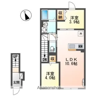 メゾン・ド・アロハ(MAISON・DE・ALOHA)【2階】の間取り