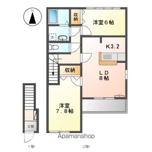 岐阜県羽島郡岐南町下印食5丁目【アパート】の間取り