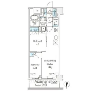 フロンティアレジデンス錦糸公園【6階】の間取り