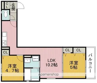 クリエオーレ蛍池3【1階】の間取り