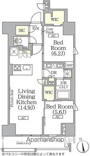 ザ・パークハビオ神楽坂レジデンスSOUTH【2階】の間取り