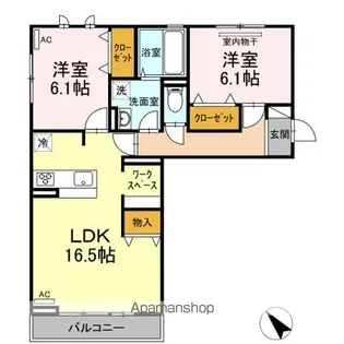ローズ多治米【3階】の間取り