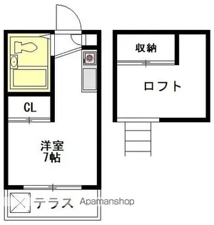 ホワイトヴィラ三鷹台【102号室】の間取り