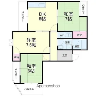 クインズコート鴨江【2階】の間取り