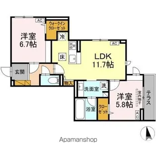 ラ・ペッシュ【1階】の間取り